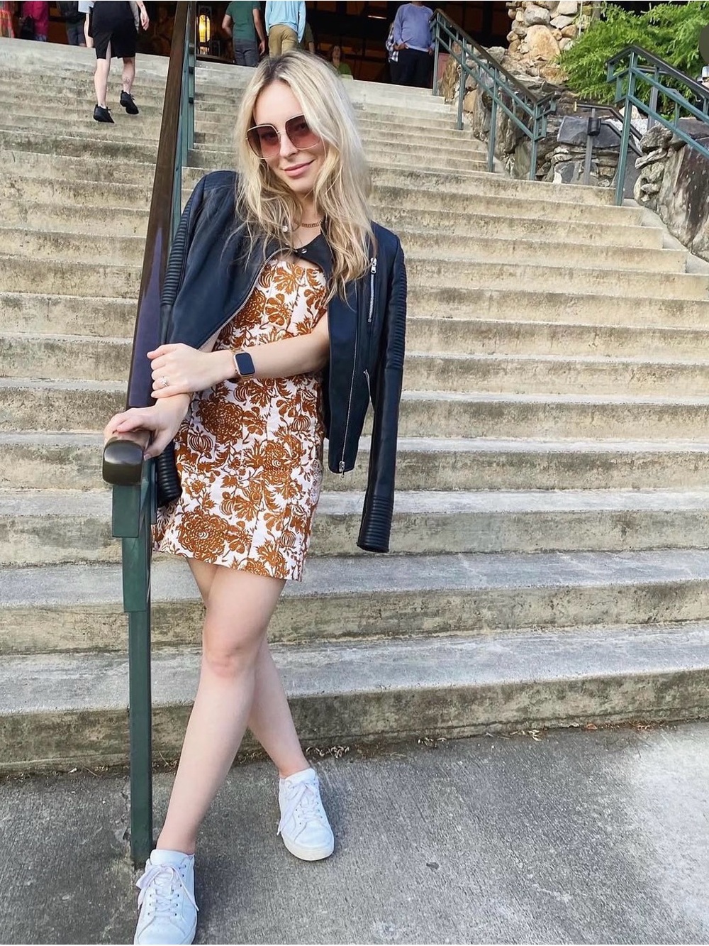 Shona Joy White and Brown Floral Mini Dress